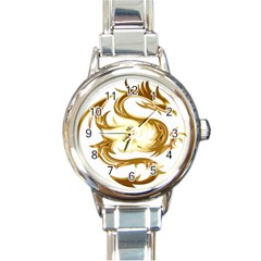 Dragon Animal Beast Creature Round Italian Charm Watch by Simbadda