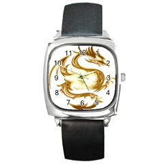 Dragon Animal Beast Creature Square Metal Watch by Simbadda