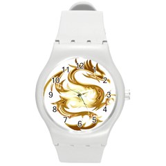 Dragon Animal Beast Creature Round Plastic Sport Watch (M)