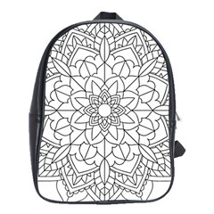 Floral Flower Mandala Decorative School Bag (xl) by Simbadda