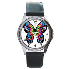 Abstract Animal Art Butterfly Round Metal Watch by Simbadda