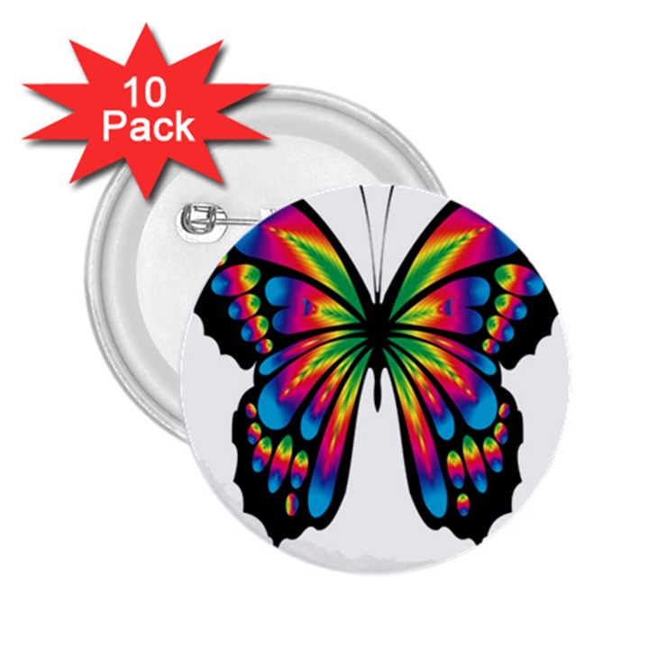 Abstract Animal Art Butterfly 2.25  Buttons (10 pack) 