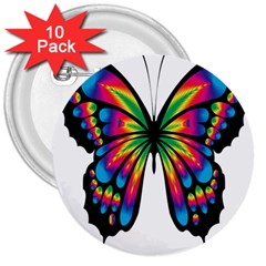 Abstract Animal Art Butterfly 3  Buttons (10 Pack)  by Simbadda