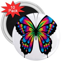 Abstract Animal Art Butterfly 3  Magnets (10 Pack)  by Simbadda