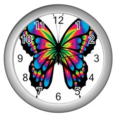 Abstract Animal Art Butterfly Wall Clocks (silver)  by Simbadda