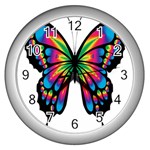 Abstract Animal Art Butterfly Wall Clocks (Silver)  Front