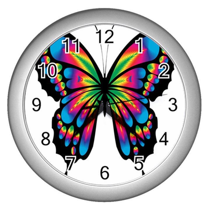 Abstract Animal Art Butterfly Wall Clocks (Silver) 