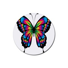 Abstract Animal Art Butterfly Rubber Coaster (round)  by Simbadda