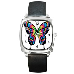 Abstract Animal Art Butterfly Square Metal Watch by Simbadda