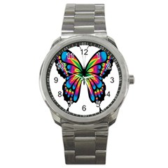 Abstract Animal Art Butterfly Sport Metal Watch by Simbadda