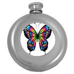 Abstract Animal Art Butterfly Round Hip Flask (5 oz) Front