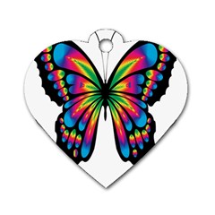 Abstract Animal Art Butterfly Dog Tag Heart (two Sides) by Simbadda