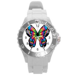 Abstract Animal Art Butterfly Round Plastic Sport Watch (l) by Simbadda