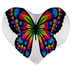 Abstract Animal Art Butterfly Large 19  Premium Heart Shape Cushions by Simbadda