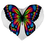 Abstract Animal Art Butterfly Large 19  Premium Heart Shape Cushions Back