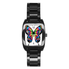 Abstract Animal Art Butterfly Stainless Steel Barrel Watch by Simbadda