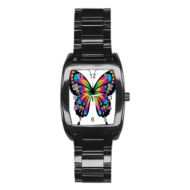 Abstract Animal Art Butterfly Stainless Steel Barrel Watch