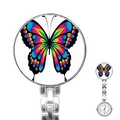 Abstract Animal Art Butterfly Stainless Steel Nurses Watch by Simbadda