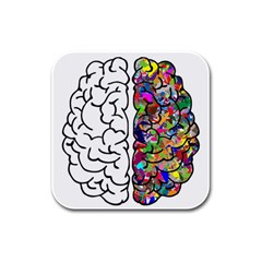 Brain Mind Anatomy Rubber Square Coaster (4 Pack)  by Simbadda