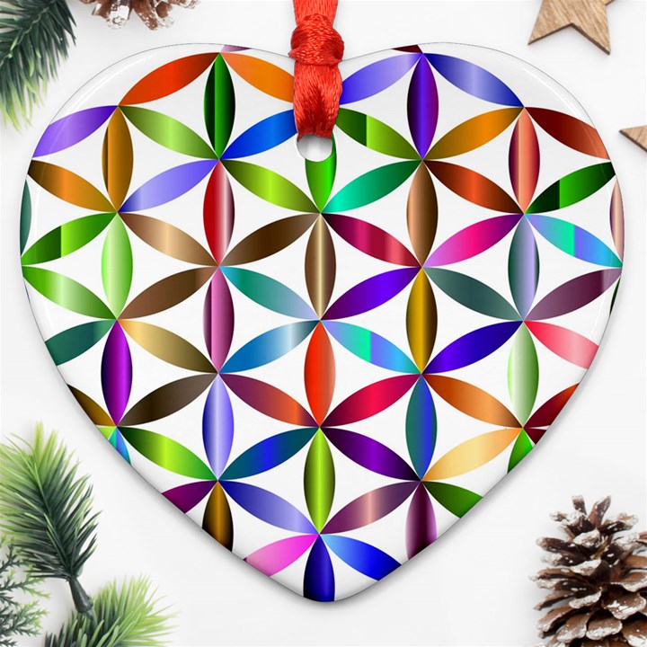 Flower Of Life Sacred Geometry Heart Ornament (Two Sides)