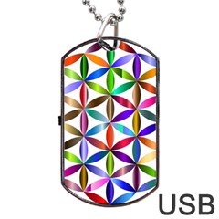 Flower Of Life Sacred Geometry Dog Tag Usb Flash (one Side) by Simbadda