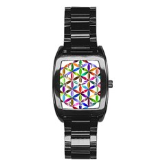 Flower Of Life Sacred Geometry Stainless Steel Barrel Watch by Simbadda