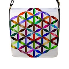 Flower Of Life Sacred Geometry Flap Messenger Bag (l)  by Simbadda