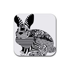 Floral Flourish Decorative Rubber Coaster (square)  by Simbadda