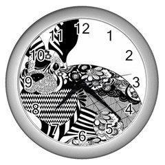 Floral Flourish Decorative Wall Clocks (silver)  by Simbadda