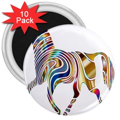 Horse Equine Psychedelic Abstract 3  Magnets (10 Pack)  by Simbadda