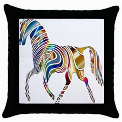 Horse Equine Psychedelic Abstract Throw Pillow Case (black) by Simbadda