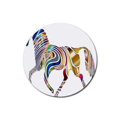 Horse Equine Psychedelic Abstract Rubber Coaster (round)  by Simbadda