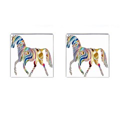 Horse Equine Psychedelic Abstract Cufflinks (square) by Simbadda