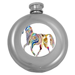 Horse Equine Psychedelic Abstract Round Hip Flask (5 Oz) by Simbadda