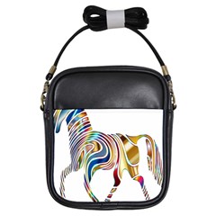 Horse Equine Psychedelic Abstract Girls Sling Bags by Simbadda