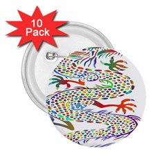 Dragon Asian Mythical Colorful 2 25  Buttons (10 Pack)  by Simbadda