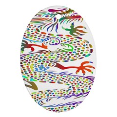 Dragon Asian Mythical Colorful Oval Ornament (two Sides) by Simbadda