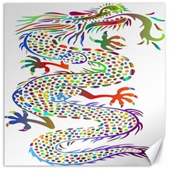 Dragon Asian Mythical Colorful Canvas 16  X 16   by Simbadda