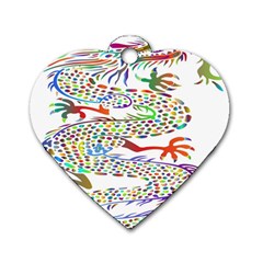 Dragon Asian Mythical Colorful Dog Tag Heart (one Side) by Simbadda