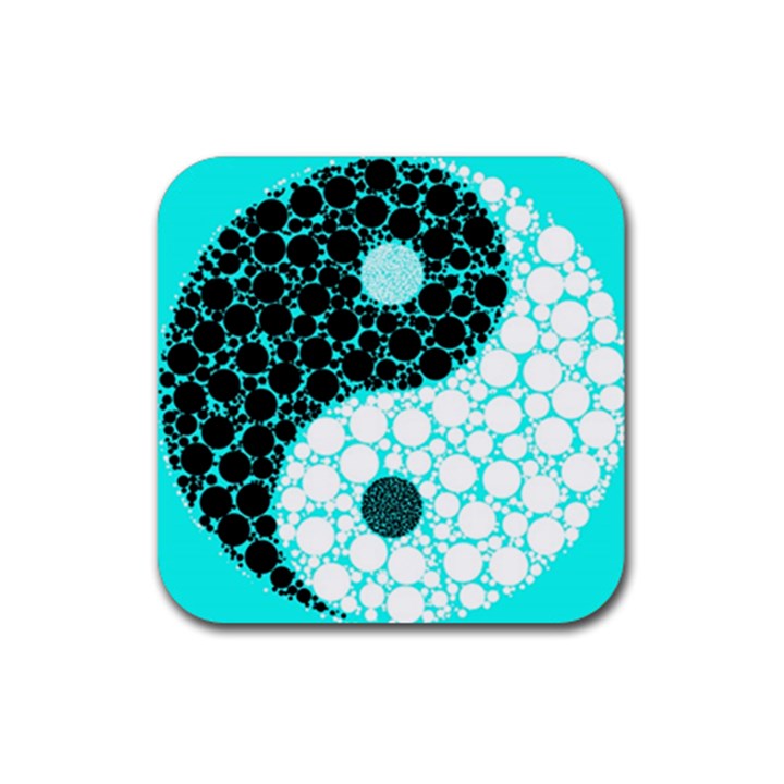 Yin Yang Eastern Asian Philosophy Rubber Coaster (Square) 