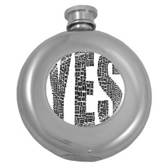 Yes No Typography Type Text Words Round Hip Flask (5 Oz) by Simbadda