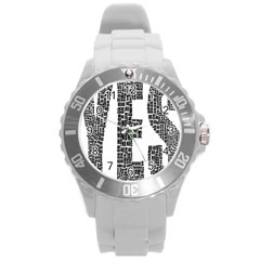 Yes No Typography Type Text Words Round Plastic Sport Watch (l) by Simbadda