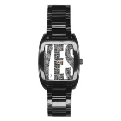 Yes No Typography Type Text Words Stainless Steel Barrel Watch by Simbadda