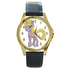 Unicorn Narwhal Mythical One Horned Round Gold Metal Watch by Simbadda