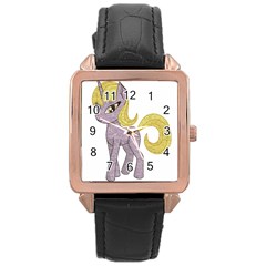 Unicorn Narwhal Mythical One Horned Rose Gold Leather Watch  by Simbadda