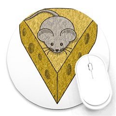 Cheese Rat Mouse Mice Food Cheesy Round Mousepads by Simbadda