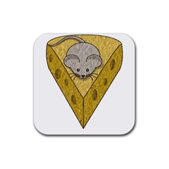 Cheese Rat Mouse Mice Food Cheesy Rubber Coaster (square)  by Simbadda