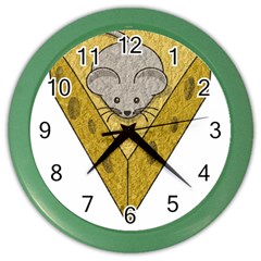 Cheese Rat Mouse Mice Food Cheesy Color Wall Clocks by Simbadda