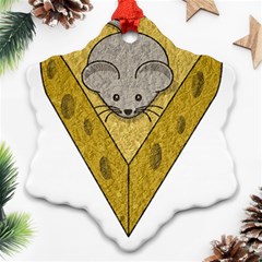 Cheese Rat Mouse Mice Food Cheesy Snowflake Ornament (two Sides) by Simbadda