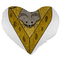 Cheese Rat Mouse Mice Food Cheesy Large 19  Premium Heart Shape Cushions by Simbadda